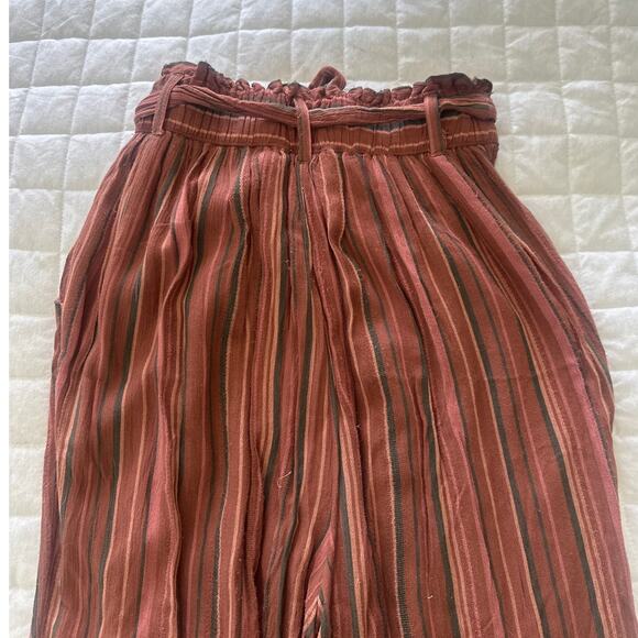 AMERICAN EAGLE Pants Womens Small Short Rust Red Striped Harem Belted Bohemian - Picture 4 of 11